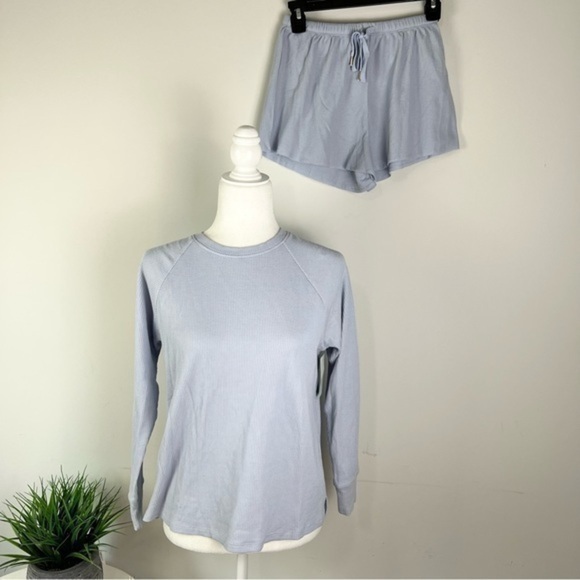 Honeydew Pajama Set Shorts Womens Blue Waffle Long Sleeve Size XS - Picture 1 of 7